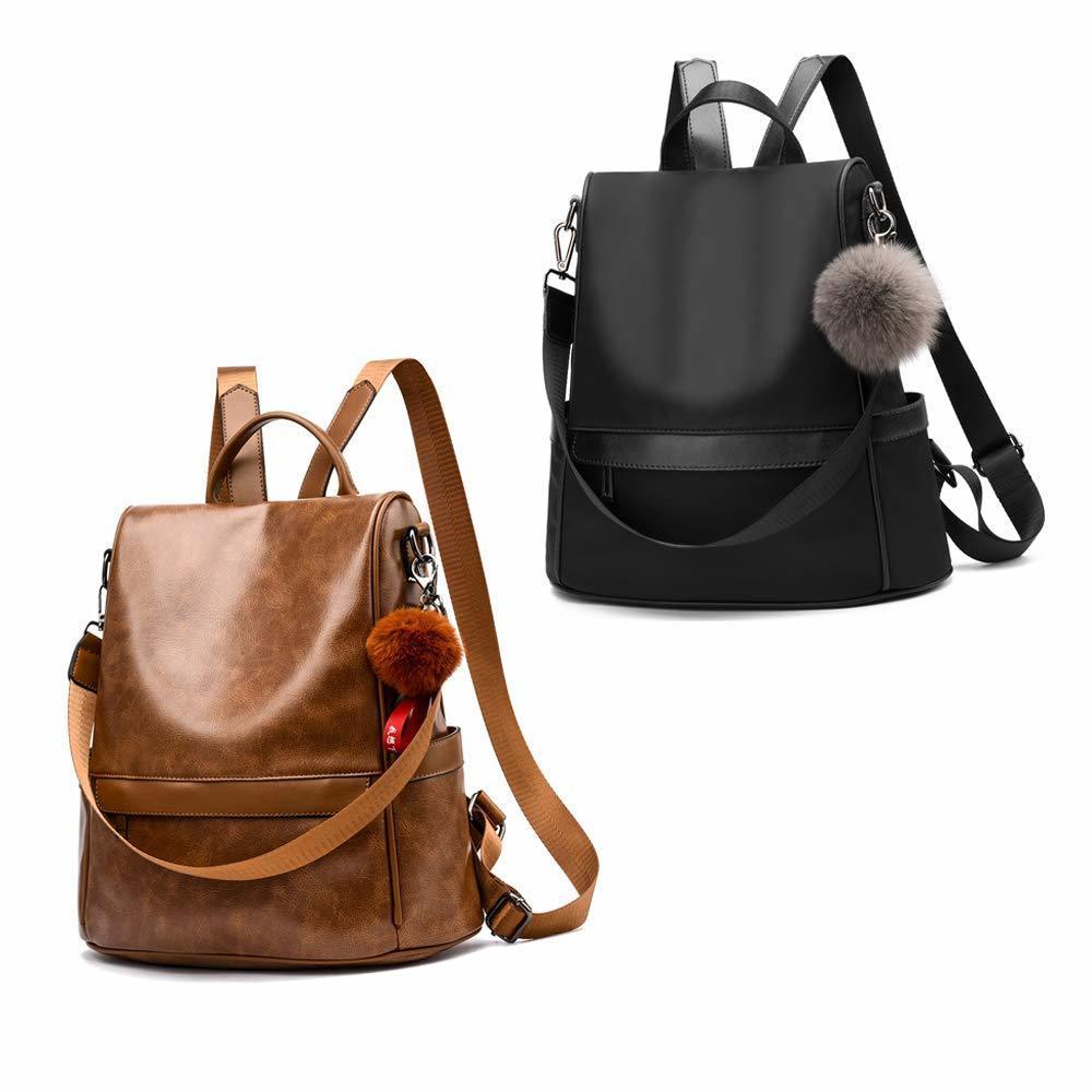 Women Backpack Purse PU Leather & Nylon Anti-theft Fashion Casual Shoulder🖐